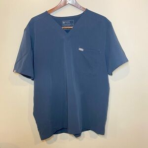 Figs Men's Leon V-Neck Scrub Top Navy Blue Size XL Technical Collection